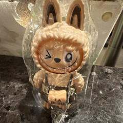 Winking Bunny Figurine Plastic Animal Figure Beige/White Brown/Black