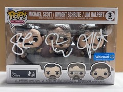 SIGNED Funko Pop! THE OFFICE – Michael, Dwight, & Jim #3PK COA AUTHENTICATED