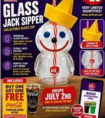 Limited Edition Jack Sipper Glass Cup Jack In The Box + Mystery Hot Ones Jersey