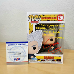 ⭐ONE PUNCH MAN FUNKO POP: Greg Chun signed/quoted GAROU #720 PSA-COA Witnessed