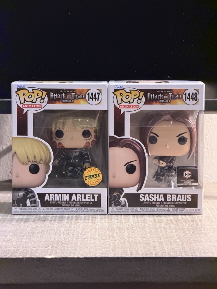 Funko Pop! Attack on Titan – Armin Arlelt Chase 1447 & Sasha Braus 1448 Metallic