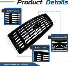 All Glossy Black Front Bumper Grill Compatible with 2009-2014 Ford F-150 F150 Ha