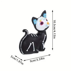 Day of the Dead Halloween Cat Tabletop Decor – Set of 2