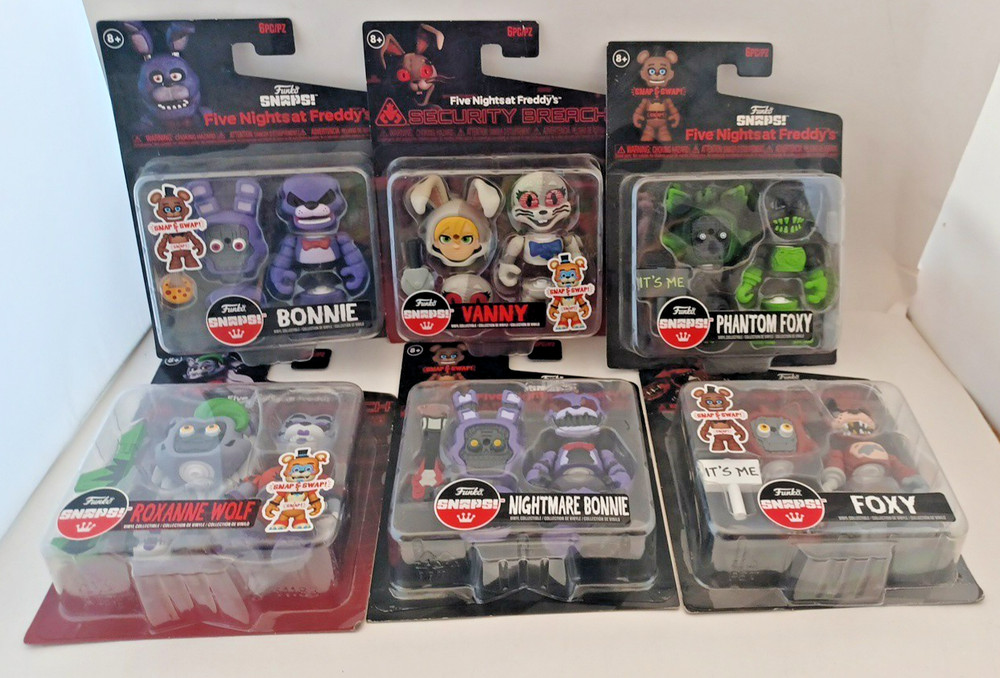 Funko FNAF SNAPS ROXANNE WOLF,NIGHTMARE BONNIE,FOXY, BONNIE,VANNY & PHANTOM FOXY