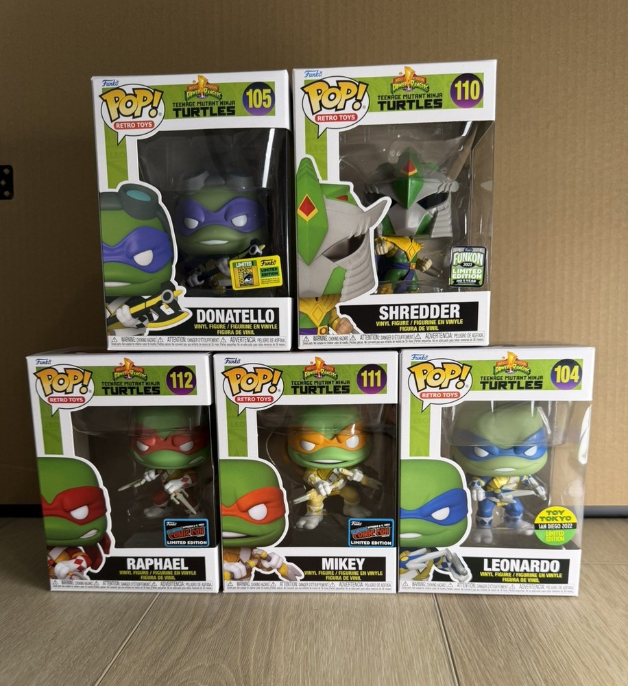 Funko Pop TMNT x Power Rangers Complete Convention Set – SDCC NYCC Funkon 2022