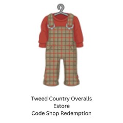 Webkinz Estore Tweed Country Overalls Code