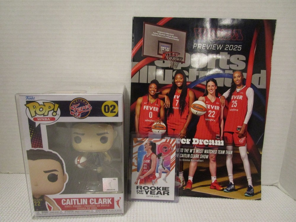 WNBA Indiana Fever Caitlin Clark Bundle Rookie Card POP Funko Sports Illustrated