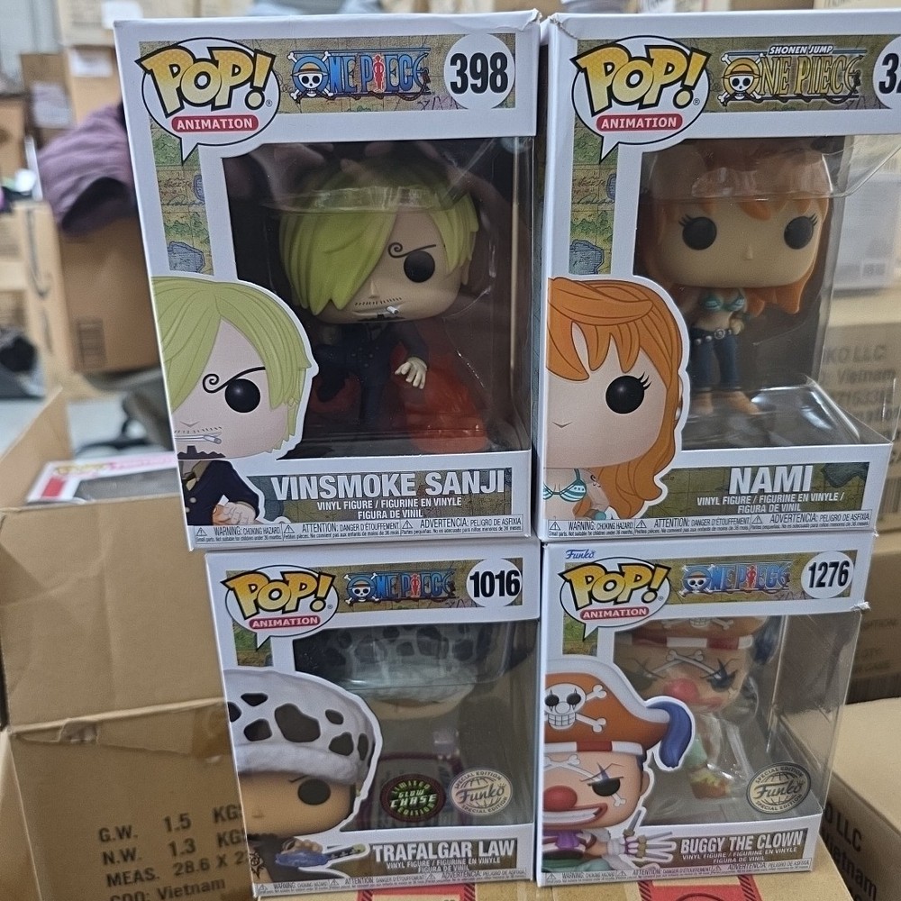 Funko Lot of 4: One Piece-Trafalgar (Chase) 1016+buggy 1278+sanji 398+nami 328