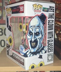 Funko POP Terrifier Art Clown Glasses 1593 HAND PAINTED Artwork Sketched on box
