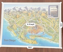 Vintage 1983 San Diego California Pictorial Map Unique Media Bird’s Eye 26×18