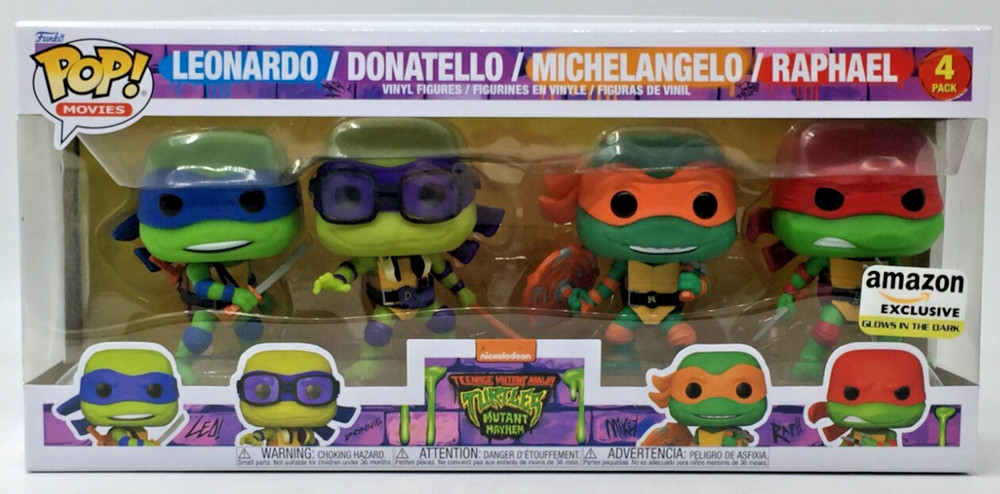 Funko Pop! Teenage Mutant Ninja Turtles Mutant Mayhem 4 Pack Amazon Ex Glows