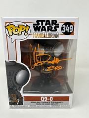Star Wars Mandalorian Q9-0 Zero Funko 349 Signed Chris Bartlett JSA COA