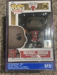 Michael Jordan Upper Deck Uncirculated Funko Pop! #12 Bulls jersey w Hard Case