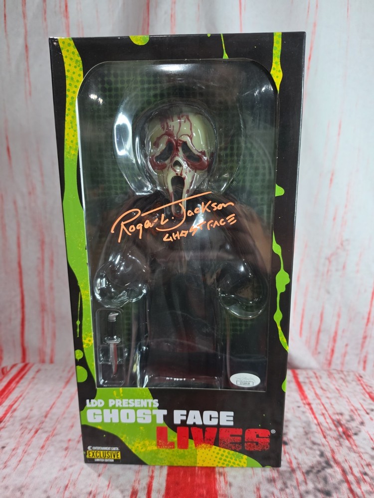 Roger L Jackson Signed Mezco Toys LDD GITD Ghostface Figure With JSA COA