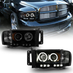 – for 2002-2005 Dodge Ram 1500 2500 3500 LED Halo Ring Black Smoked Projector He
