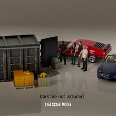 1:64 Painted Figure Model Miniature Resin Diorama Sand Four People Container