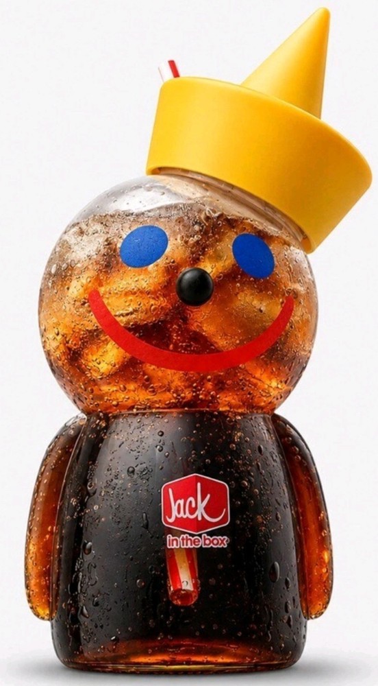 Jack in the Box Jack Drink Cup w/ Straw, Glass. Limited edition NEW