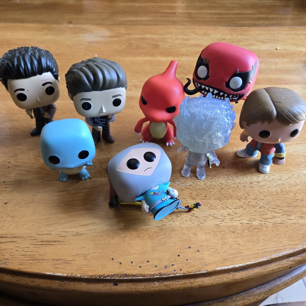 Funko Pop! Lot Of 8 Figures Loose Venompool Marty Mcfly Squirtle Charmleon +