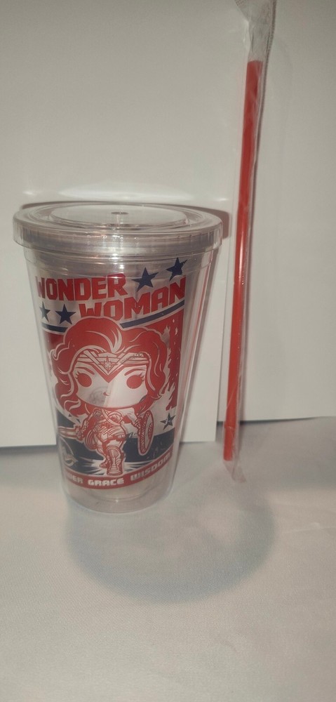 New Funko Wonder Woman Tumbler Cup And Straw Legion Of Collectors Exclusive RARE