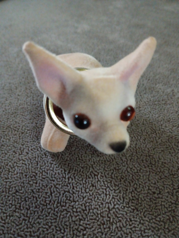 Small Flocked Bobblehead Chihuahua Dog 2.5″ Tall w/ Adhesive Strip For Dashboard