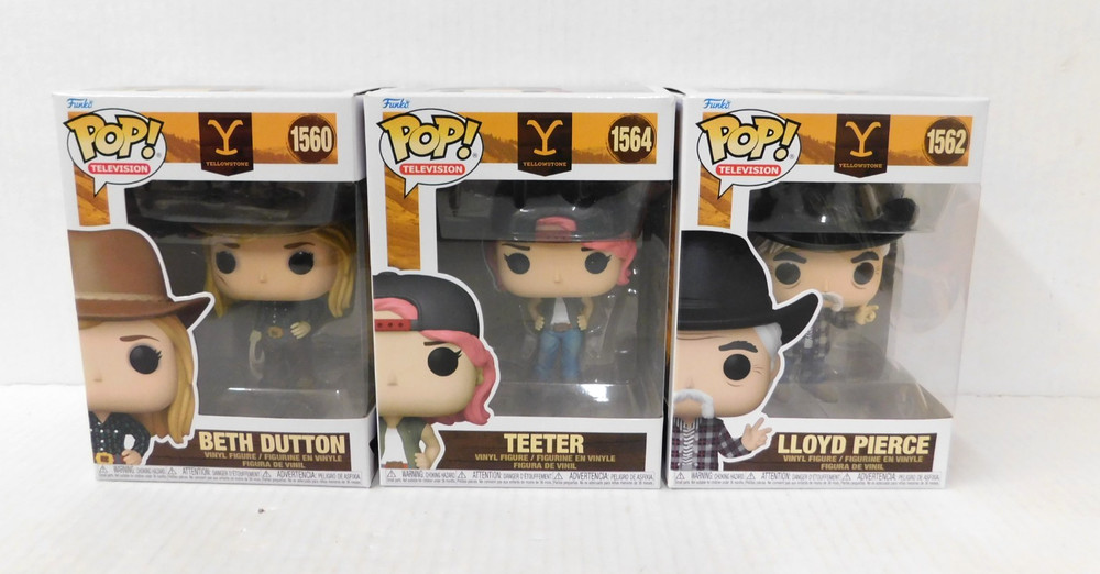 Yellowstone Funko Pop! Beth Dutton 1560, Lloyd Pierce 1562, Teeter 1564 Lot of 3