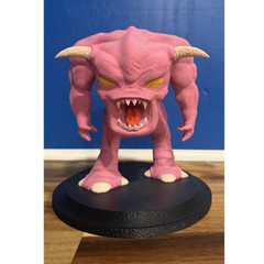3D Printed XL Pinky Demon Doom Monster – Hand Painted 8” Statue on Black Base