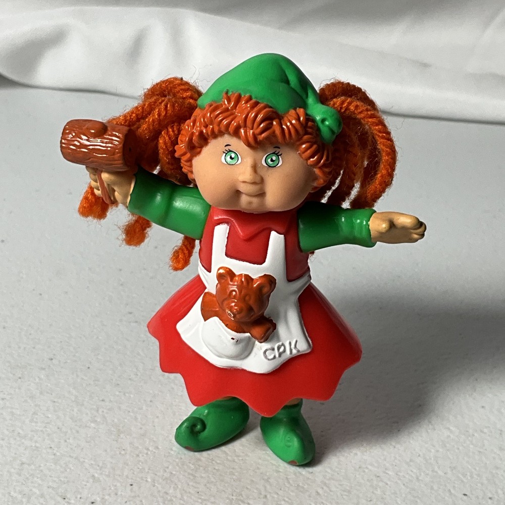 Vintage 1983 Cabbage Patch Kids CPK Elf Christmas Mini Figure Red Green Yarn