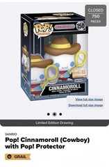 Funko Pop! Cinnamoroll (Cowboy) with Pop! Protector LE 750 Pieces – IN HAND