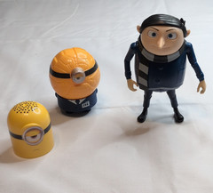 Minion 3pc Figure Lot Yellow Orange Black Blue Sound Plastic