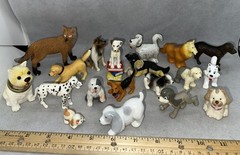 Misc. Large Lot Of 19 Plastic Toy Dogs One Bobble Head-1 Ceramic